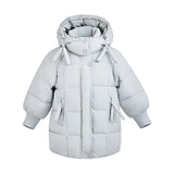 Blue Quilted Hooded Jacket