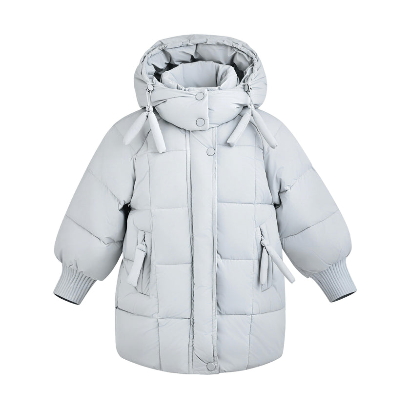 Blue Quilted Hooded Jacket