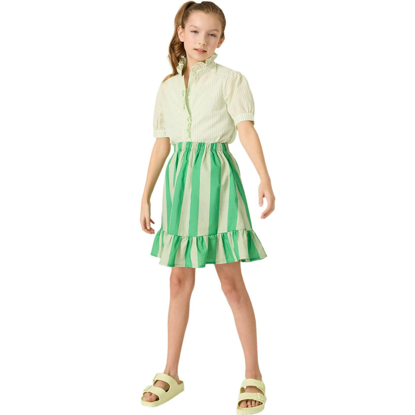Organic Sunday Skirt in Green Stripe