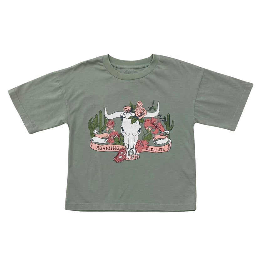 Girls Cotton Screen-Printed Tee in Roaming Dreamer