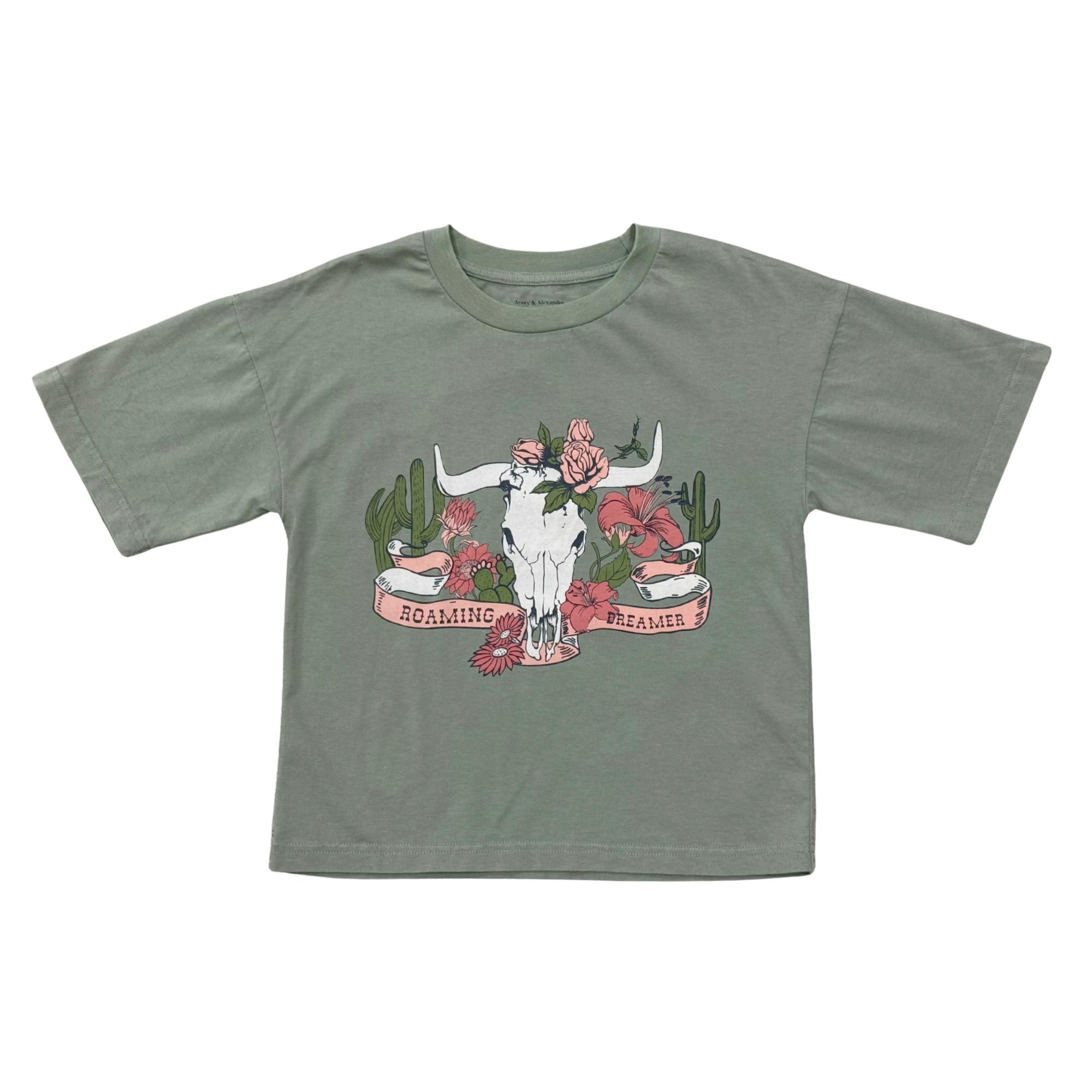 Girls Cotton Screen-Printed Tee in Roaming Dreamer
