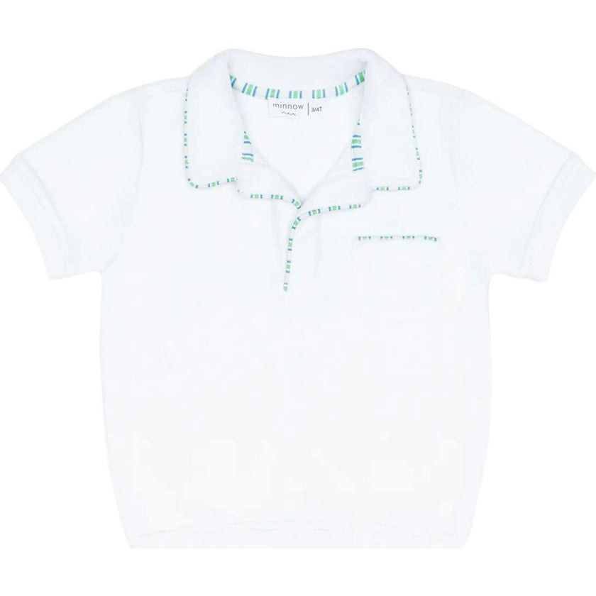unisex shell white french terry polo