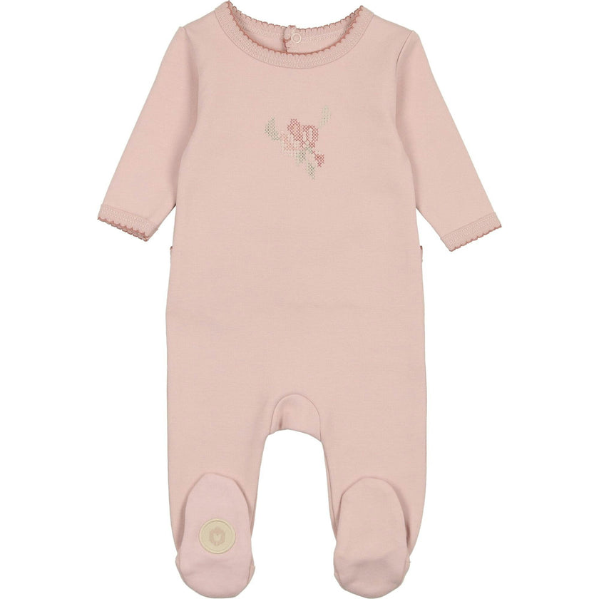 Heirloom Blossom Footie Ivory & Pink