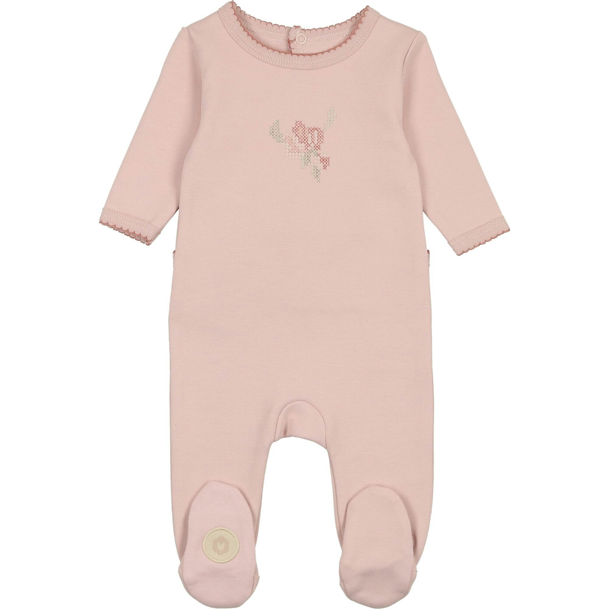 Heirloom Blossom Footie Ivory & Pink
