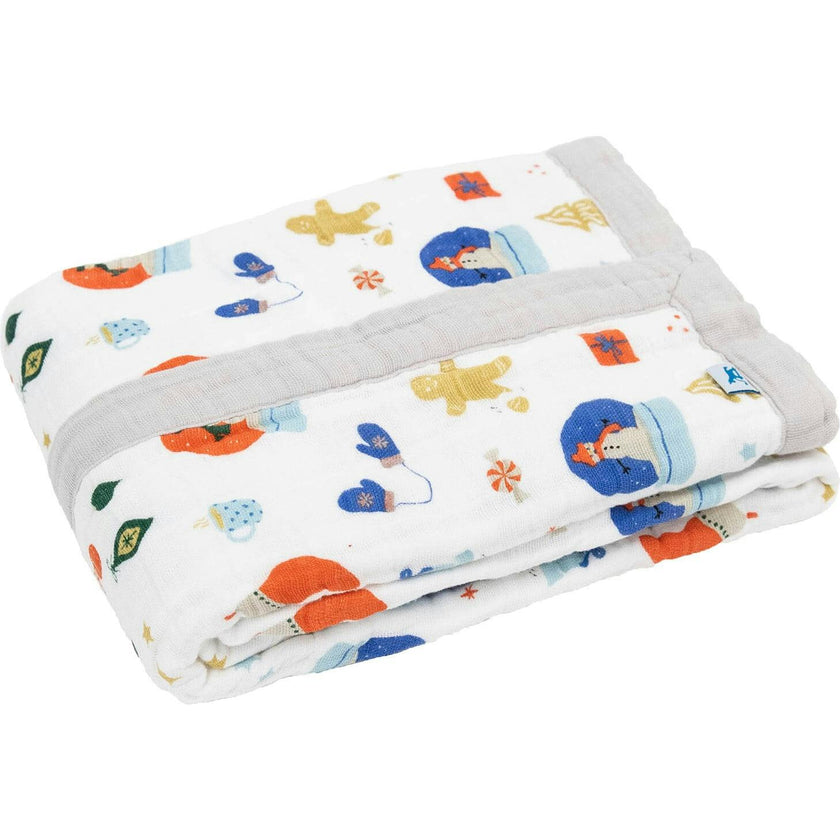 Cotton Muslin Baby Quilt - Christmas Time