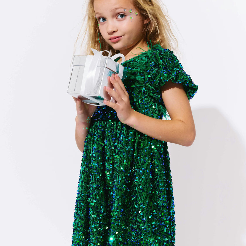 Emerald Shimmer Party Dress
