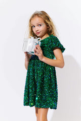 Emerald Shimmer Party Dress