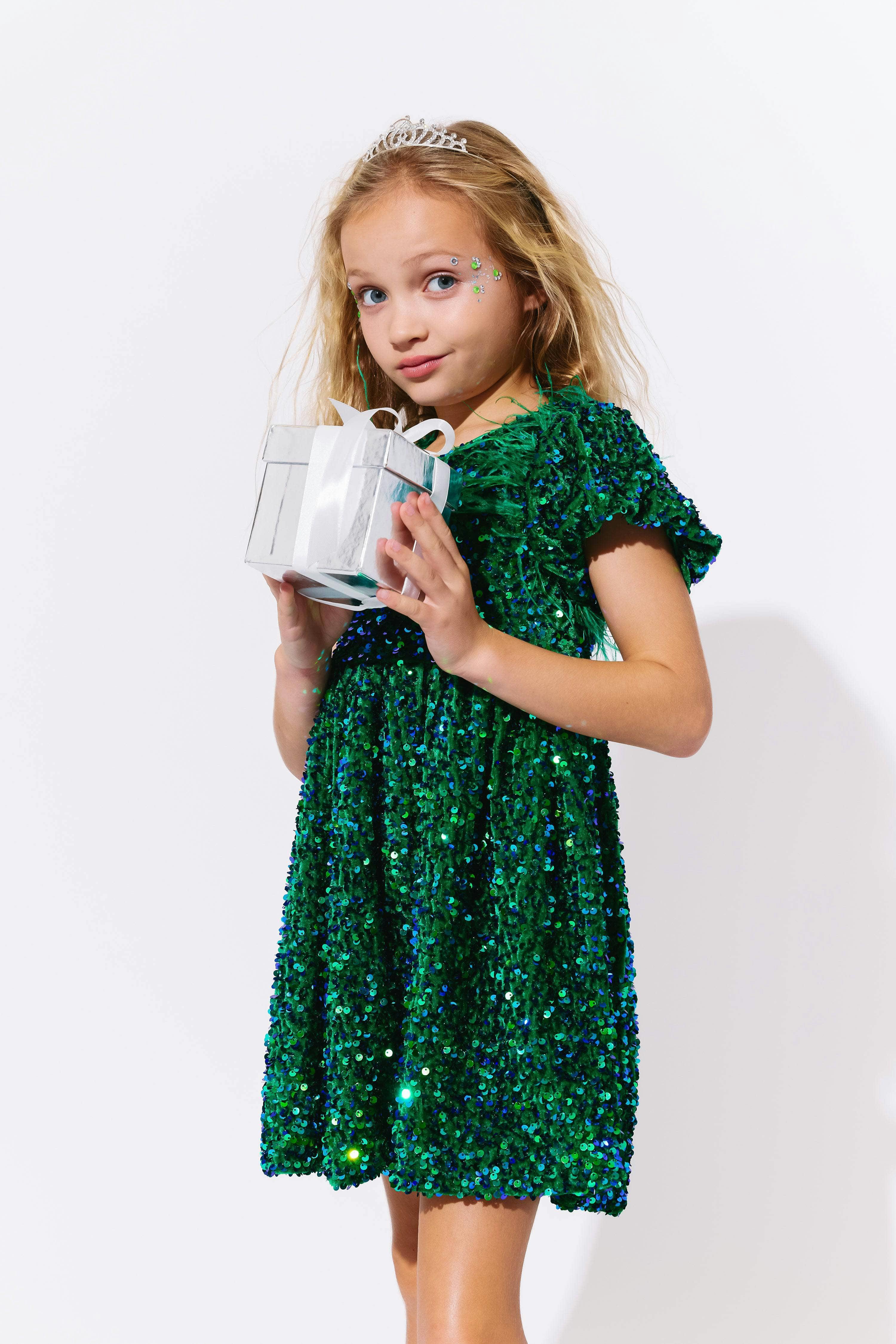Emerald Shimmer Party Dress