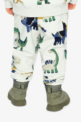Fleece Sweatpants Beige Dinosaur Print