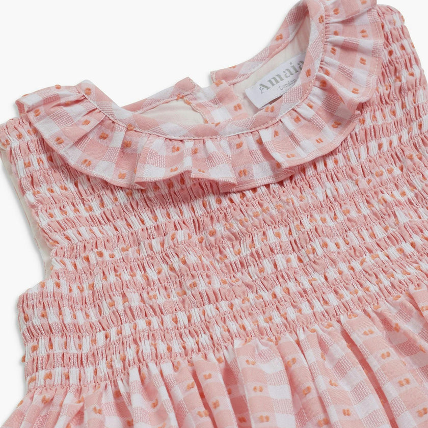 Brittany Dress Pink Vichy Plumetis