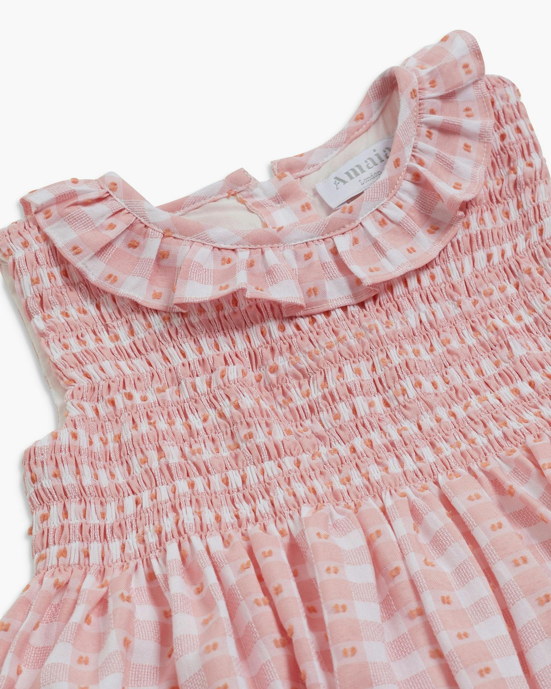 Brittany Dress Pink Vichy Plumetis