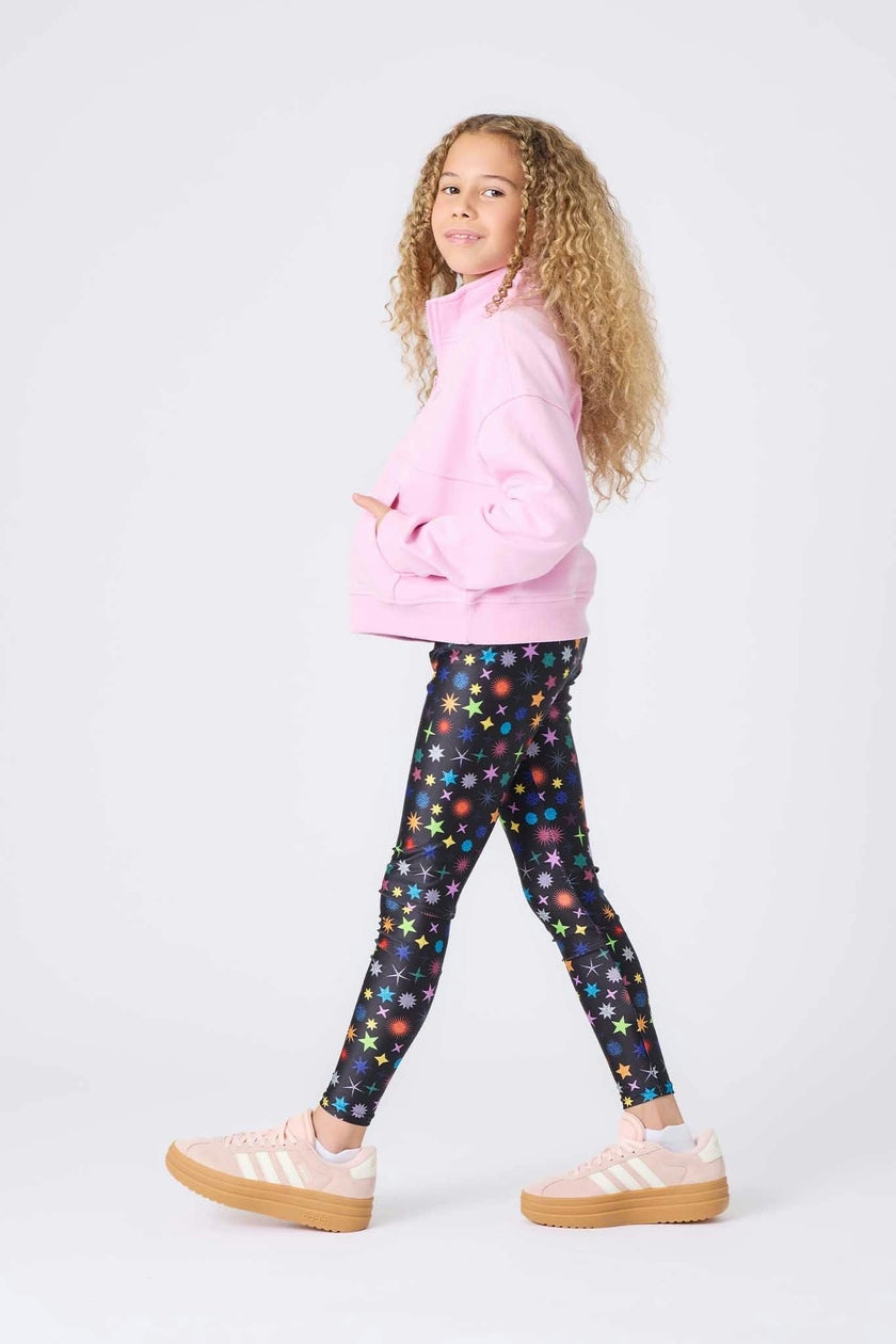 Girls Hi-Shine Leggings in Glitter Starburst