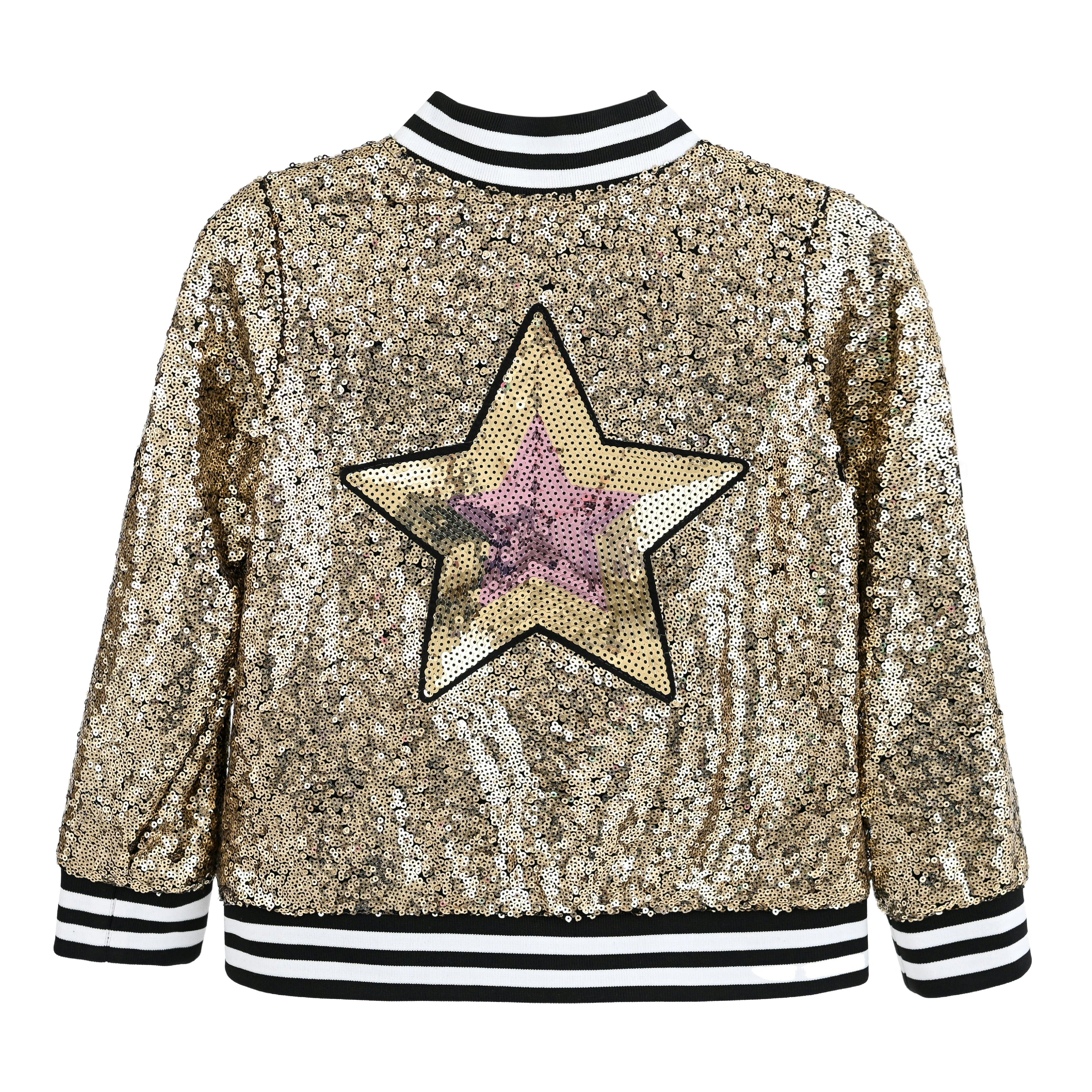 Gold Sequin Bomber Jacket