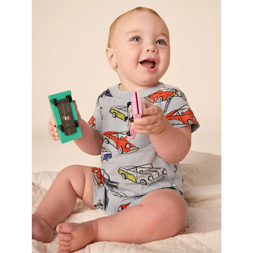 Pocket Shortie Baby Romper, Blue