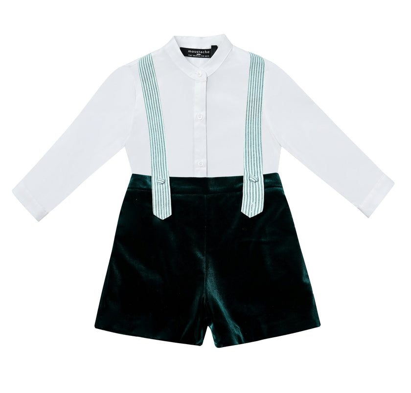 Evergreen Velvet Suspender Set