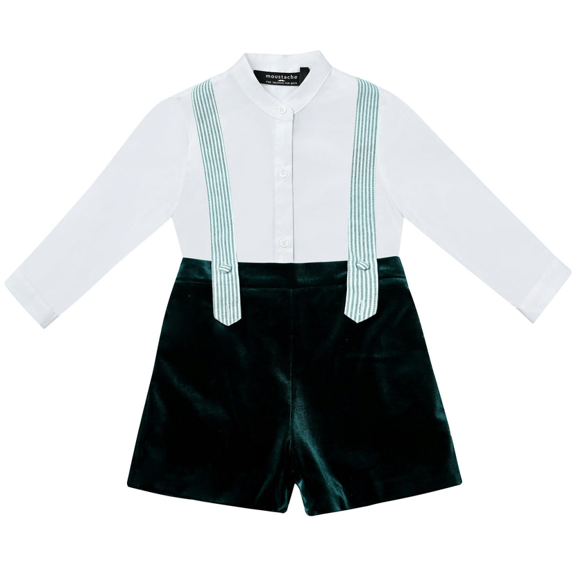 Evergreen Velvet Suspender Set