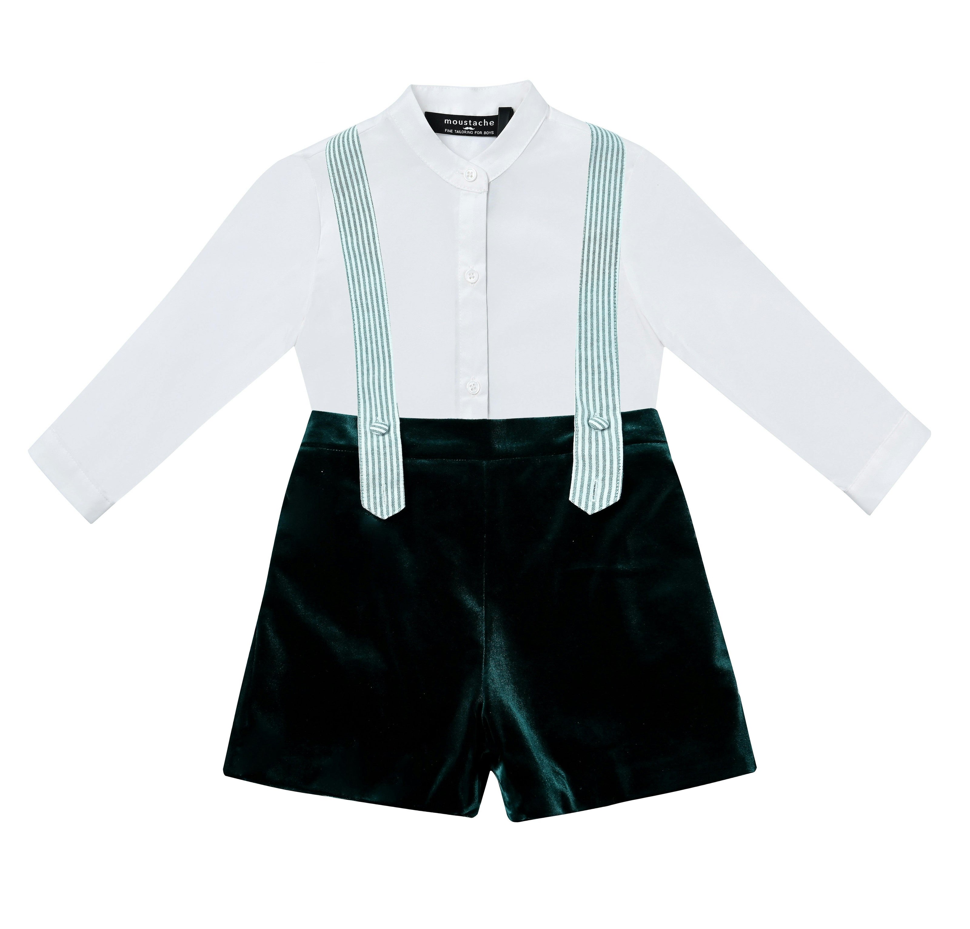 Evergreen Velvet Suspender Set