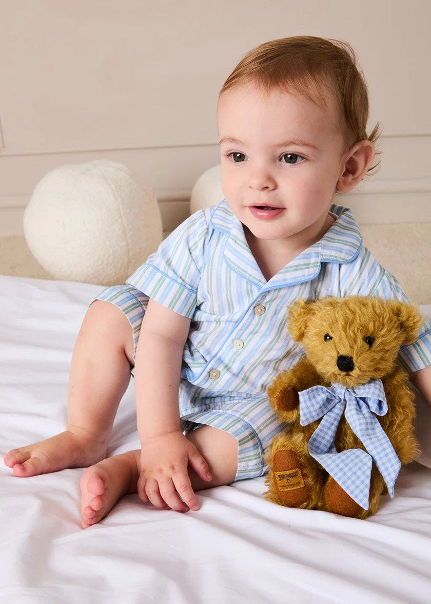 Winston Stripe Light Weight Short All-In-One Pyjamas in Green (9mths-2yrs)