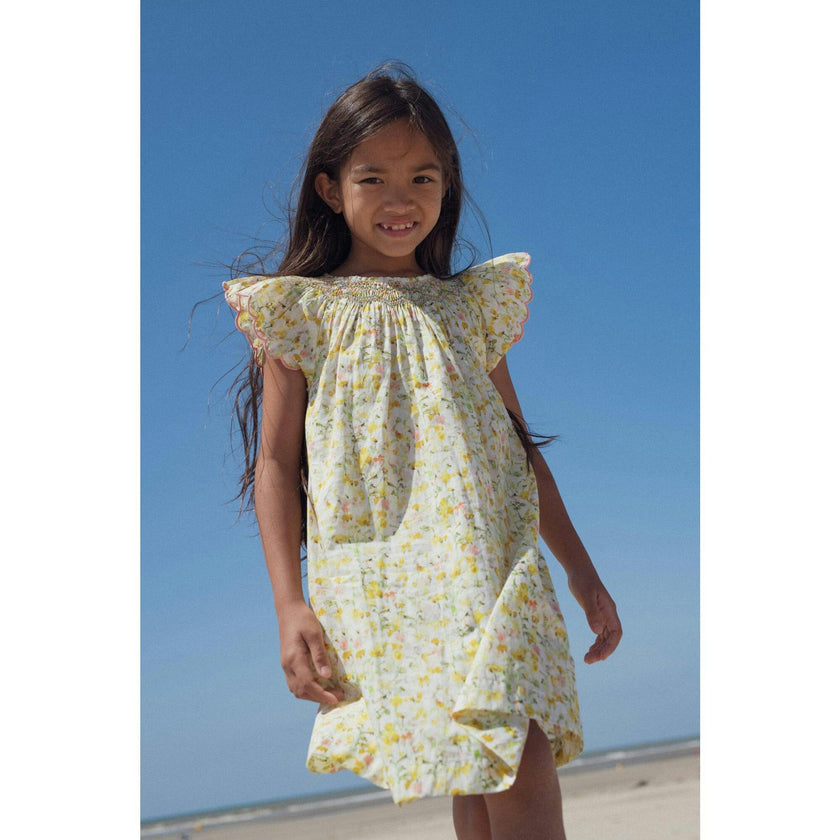 Dress Stella Hand-Smocked In Liberty Inky Fields, Florals