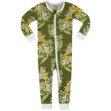 Green Floral Bamboo Zipper Pajama