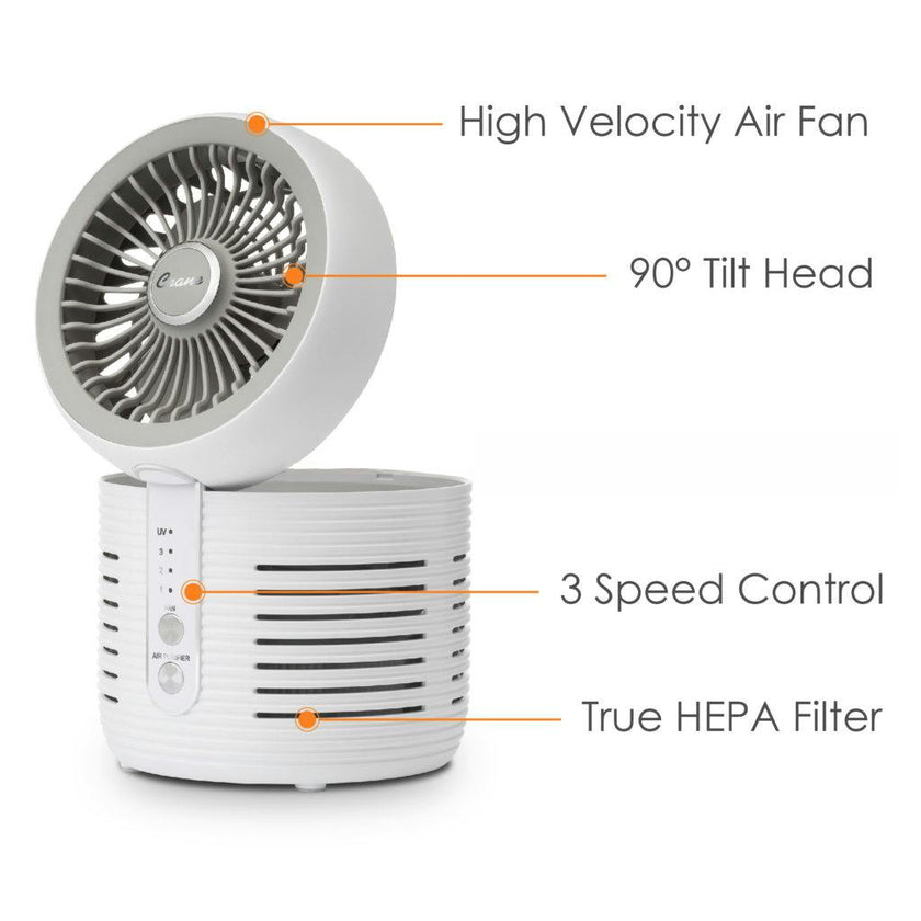 2-In-1 Desk Top Air Purifier & Fan - With HEPA Filter