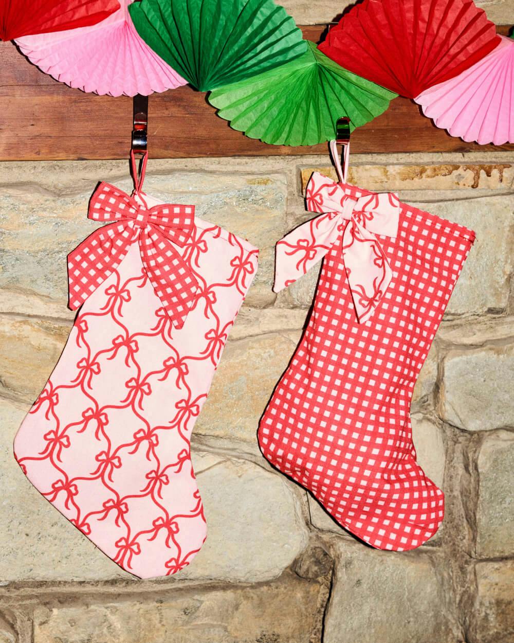 Girly Bow Stockings - 2 Canvas Stockings