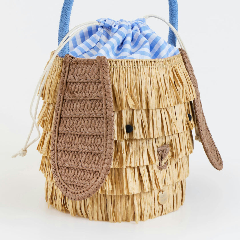 Shaggy Raffia Puppy Basket