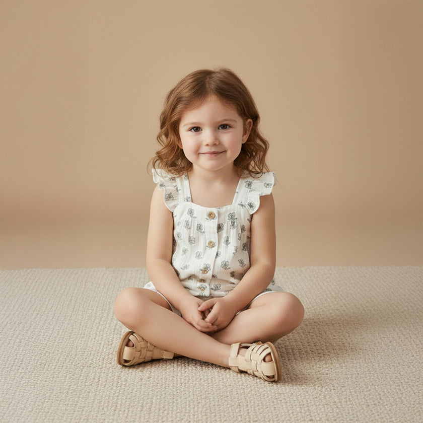 Organic Flutter Top & Shorts Set - Poppy