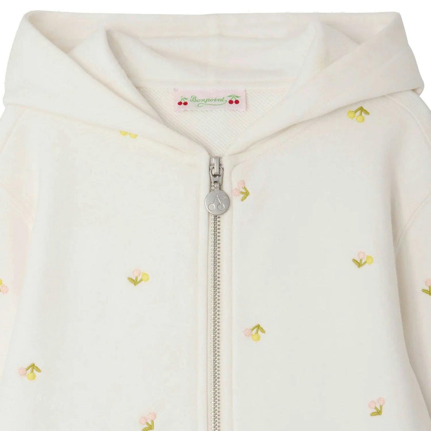 BONPOINT Talent Cherries Zip Hoodie - Ecru