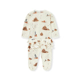Sandcastle Organic Cotton Ruffle Zipper Footed Romper