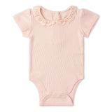 Organic Lace Collar Onesie & Tights Set - Blush
