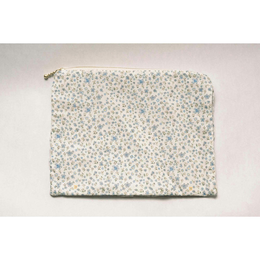 Bluebell Charm Timeless Floral Ruffle Zipper Pouch