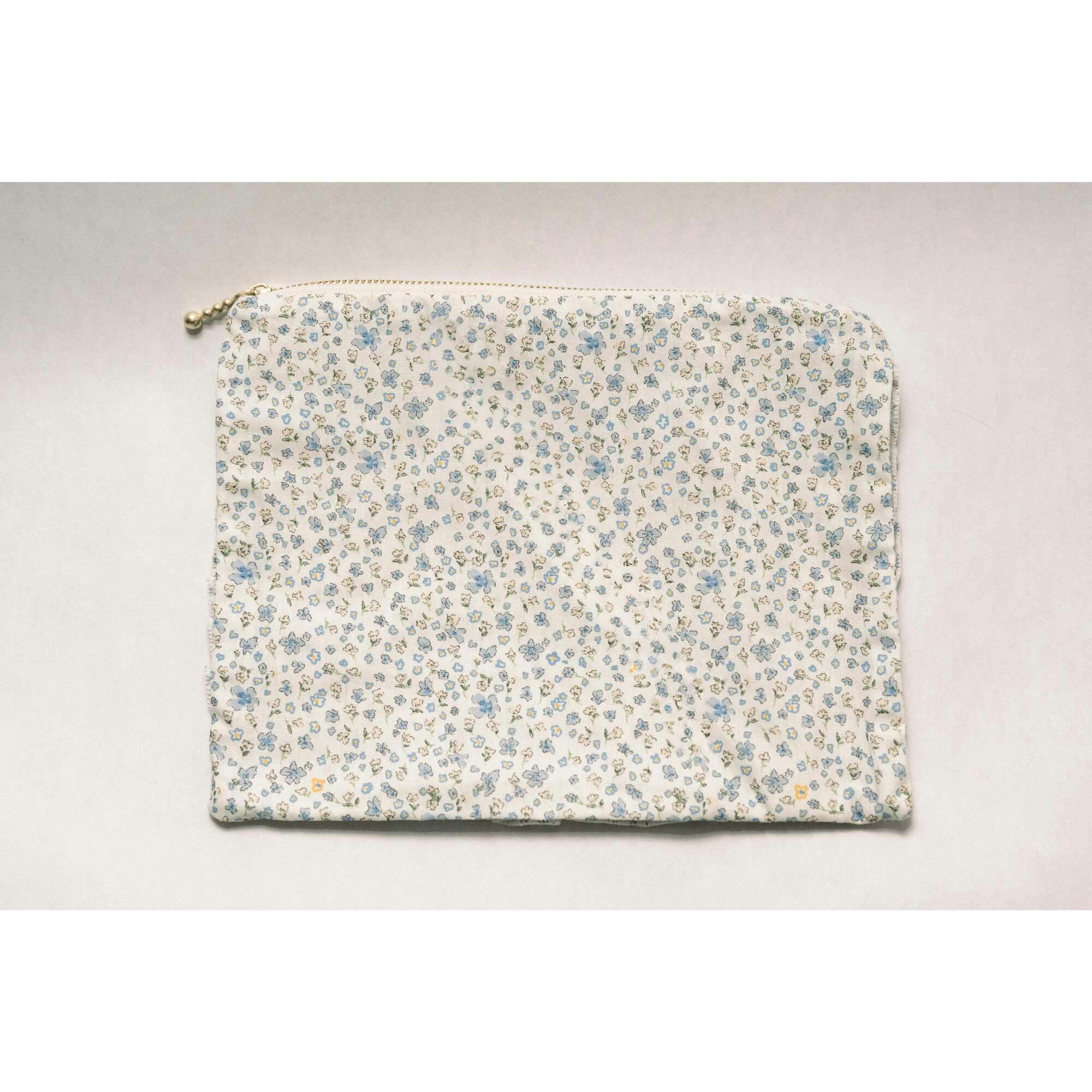 Bluebell Charm Timeless Floral Ruffle Zipper Pouch