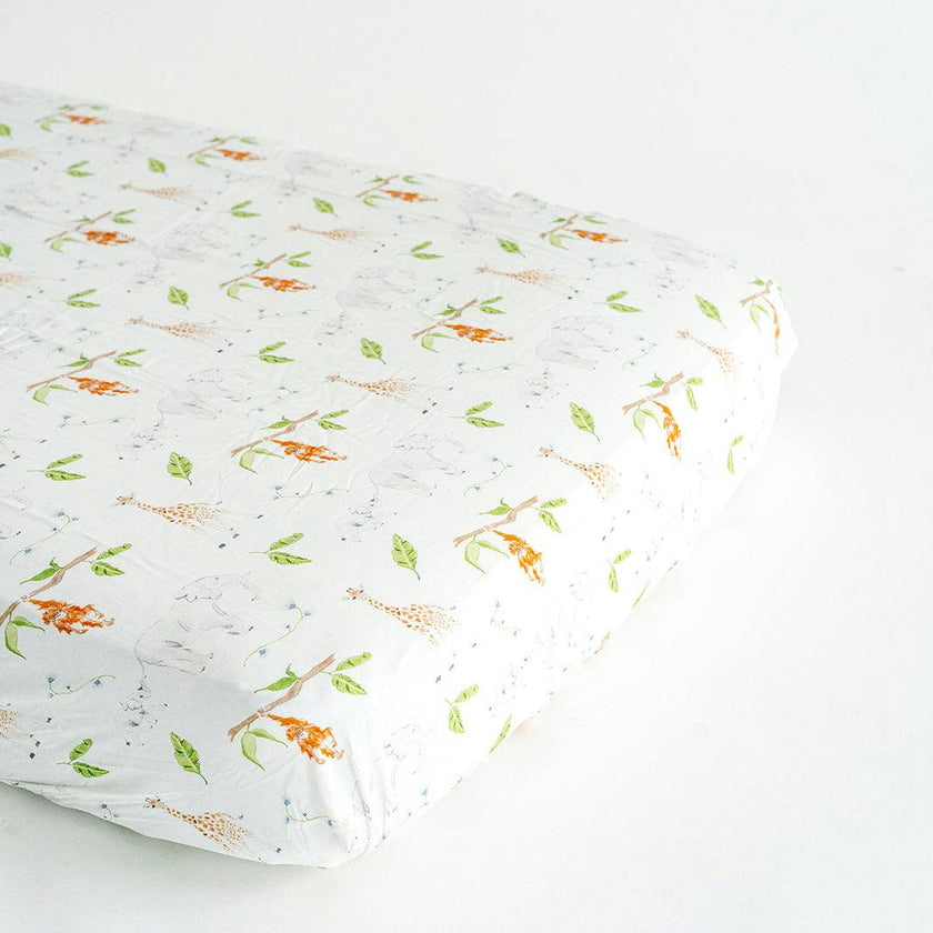 The Safari Party Print Crib Sheet