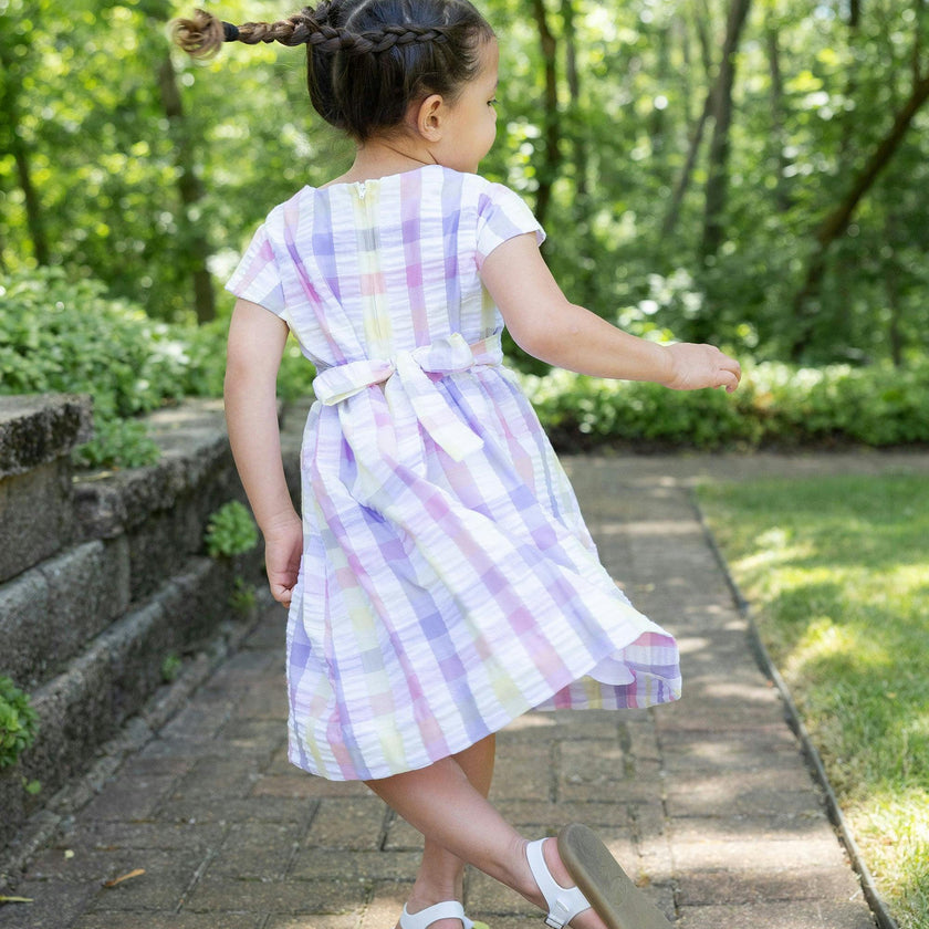 Pastel Plaid Dress With Flowers
