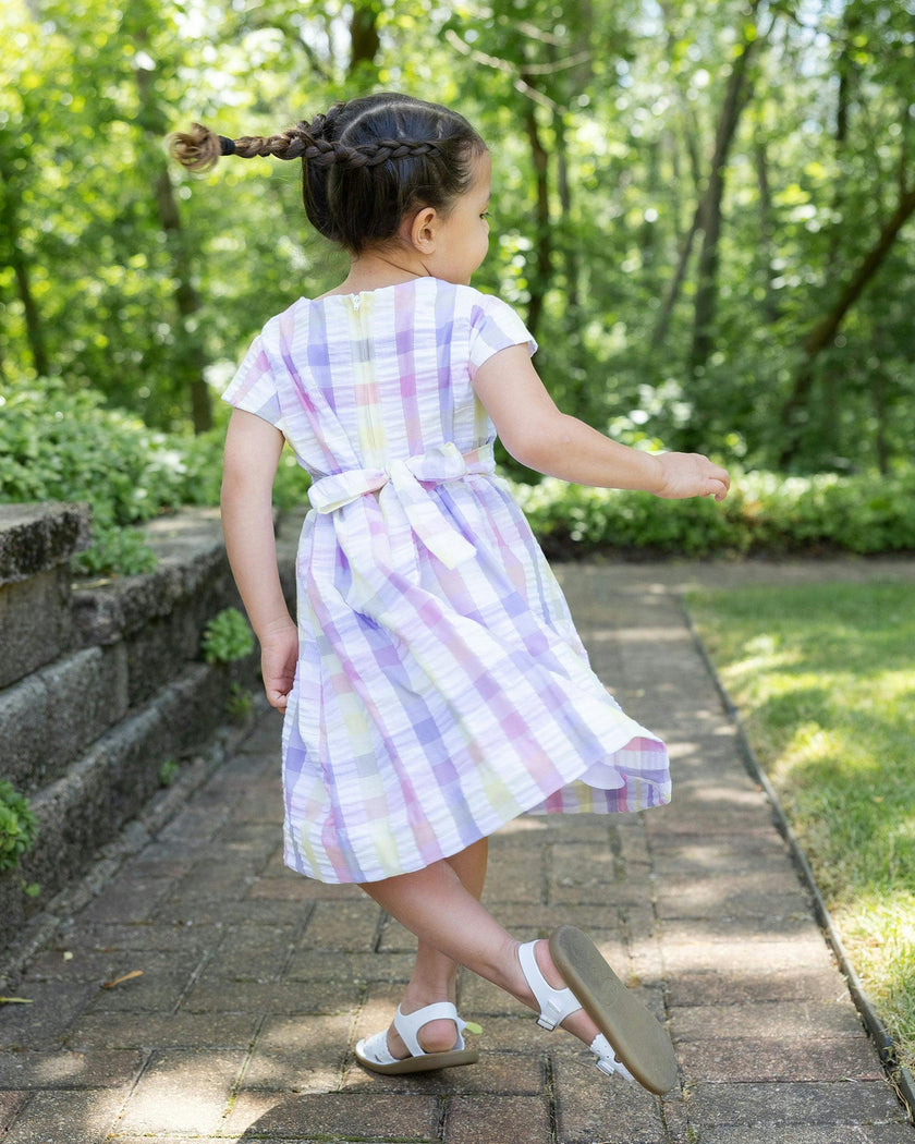 Pastel Plaid Dress With Flowers