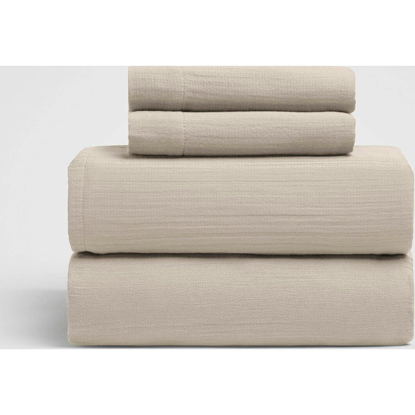 Calm Crinkled Comfort 4-Piece Sheet Set, Beige