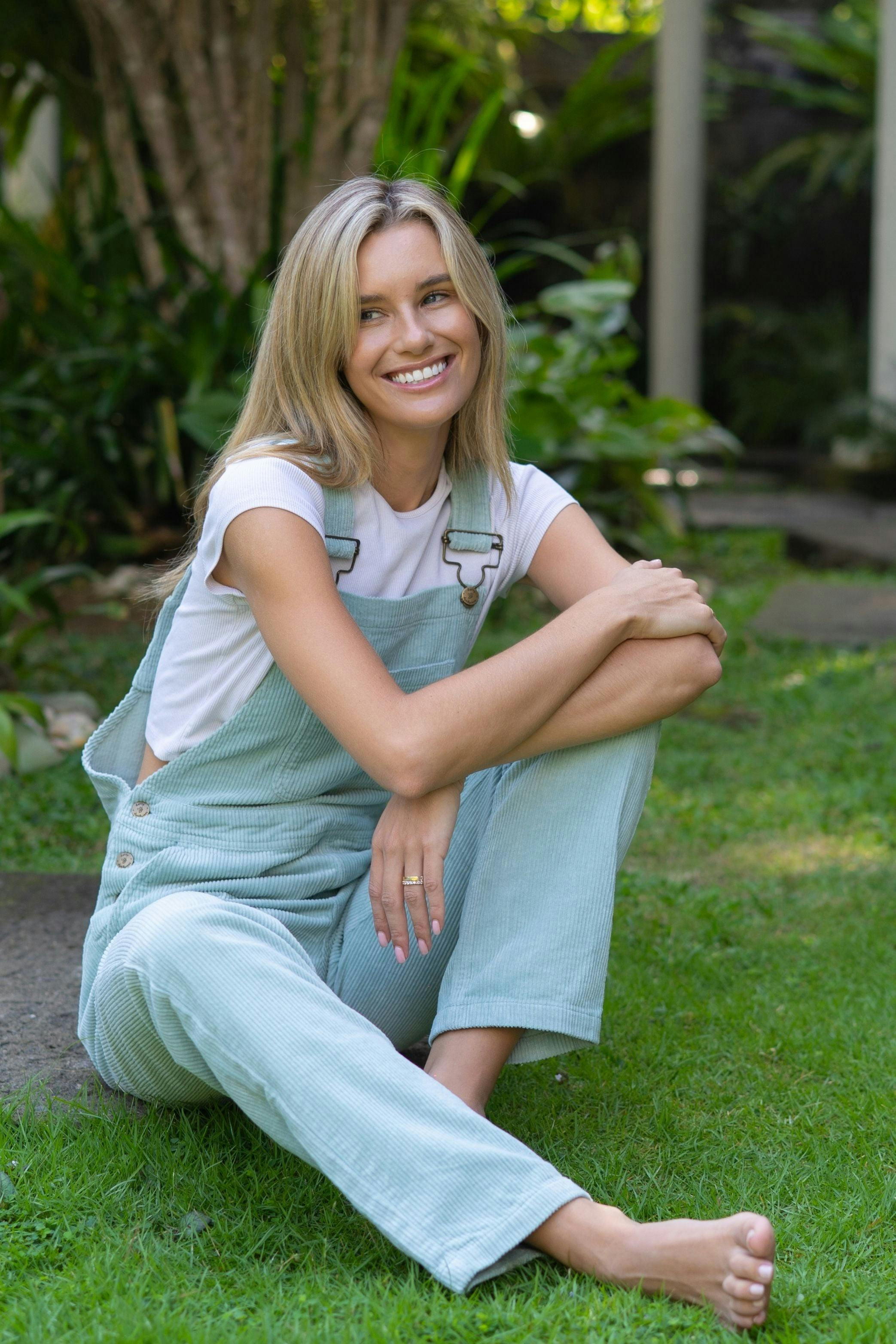 Adult Mint Chunky Cord Overalls