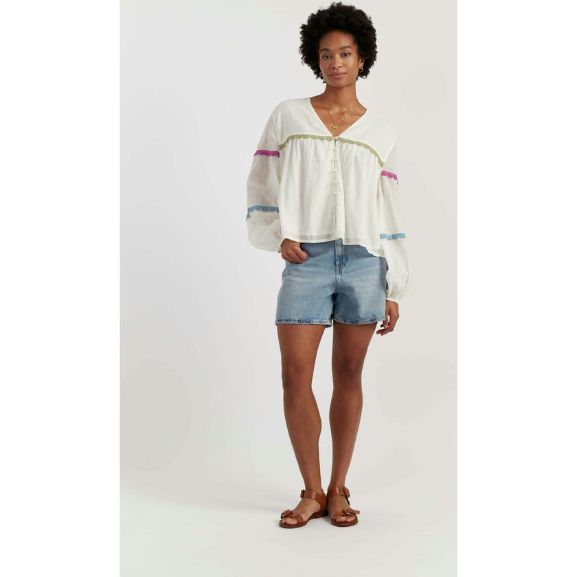 Cotton Rainbow Scallop Blouse