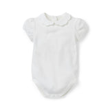 Baby Scalloped Collar Bodysuit, white