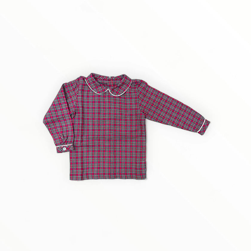 Boys Peter Pan Shirt in Holiday Plaid