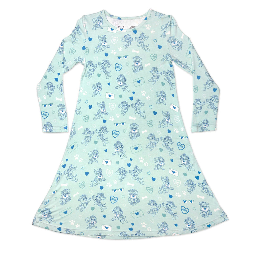 PAW Patrol: Love Paws Blue Bamboo Girls' Long Sleeve Dress