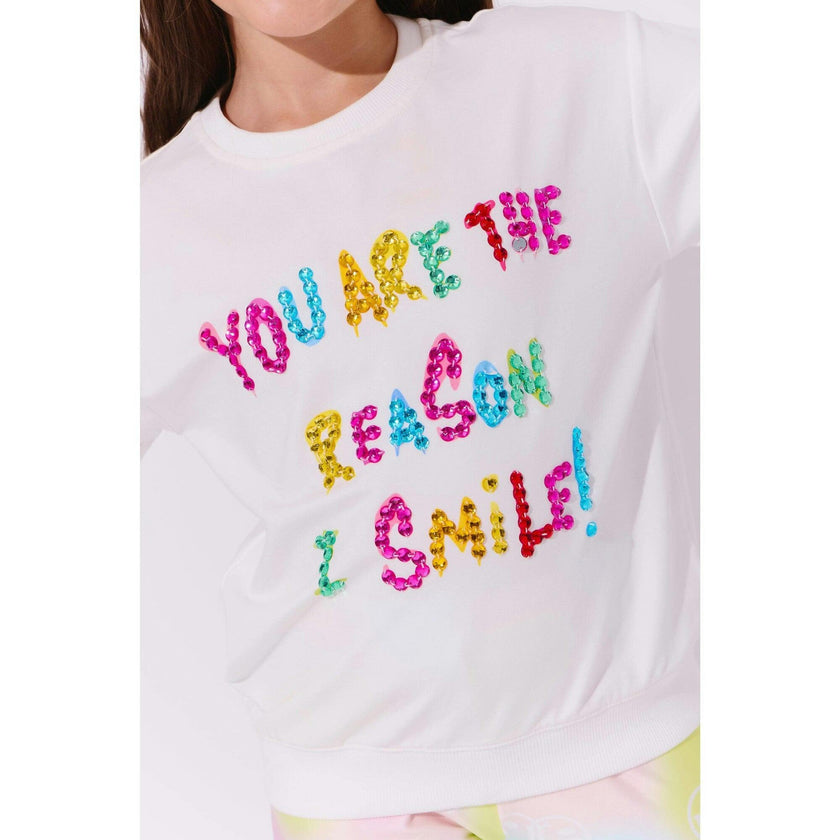 Women’s White You are The Reason I Smile Sweatshirt