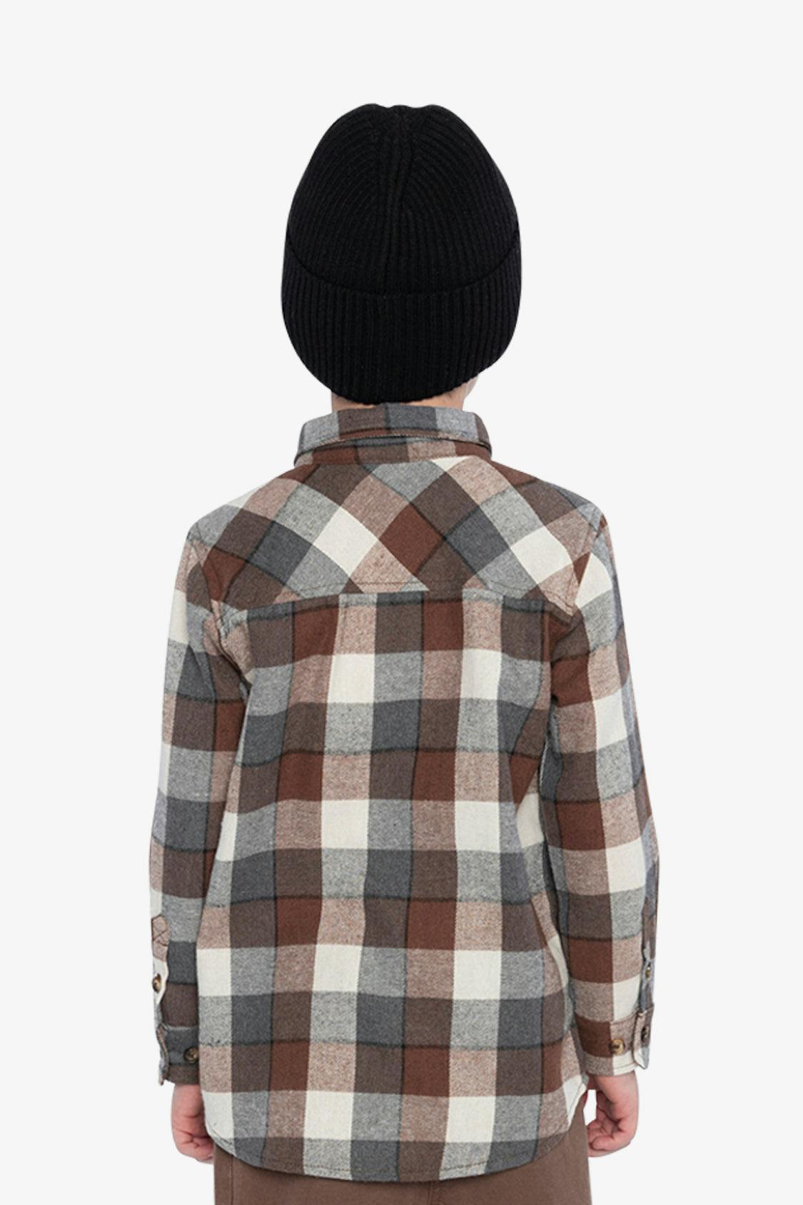 Flannel Shirt Grey And Beige Plaid