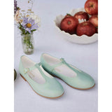 Pale Green Leather Girl T-Bar Shoes