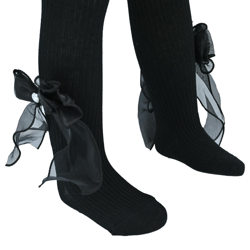 Heart Pearl Ribbon Tights