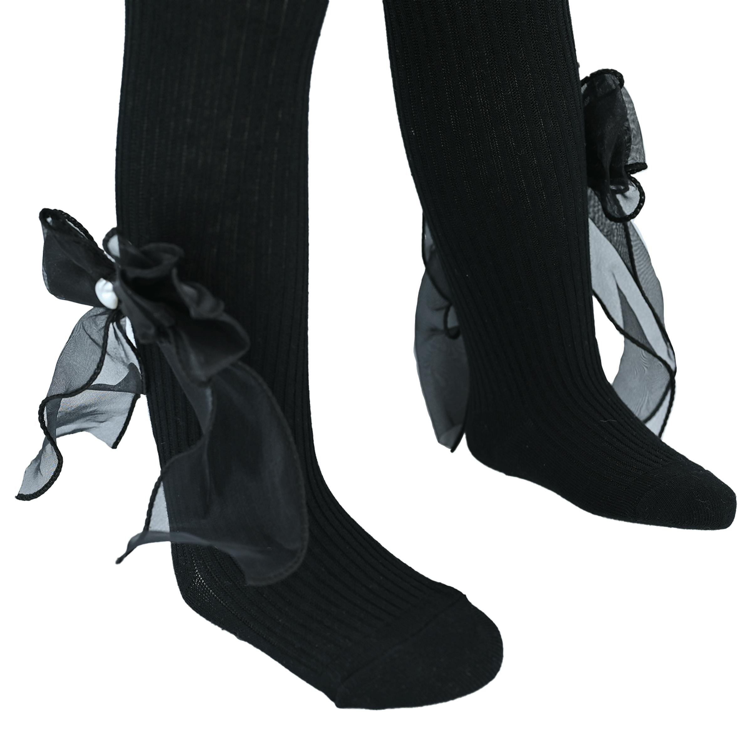 Heart Pearl Ribbon Tights