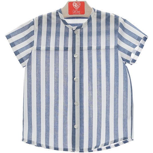 Blue Stripe Shirt & Shorts Set, Blue