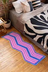 Pink Blue Zigzag Wave Rug by Jakob Mizrahi