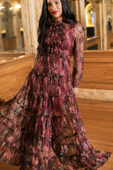 Madrigal Dress in Merlot Floral
